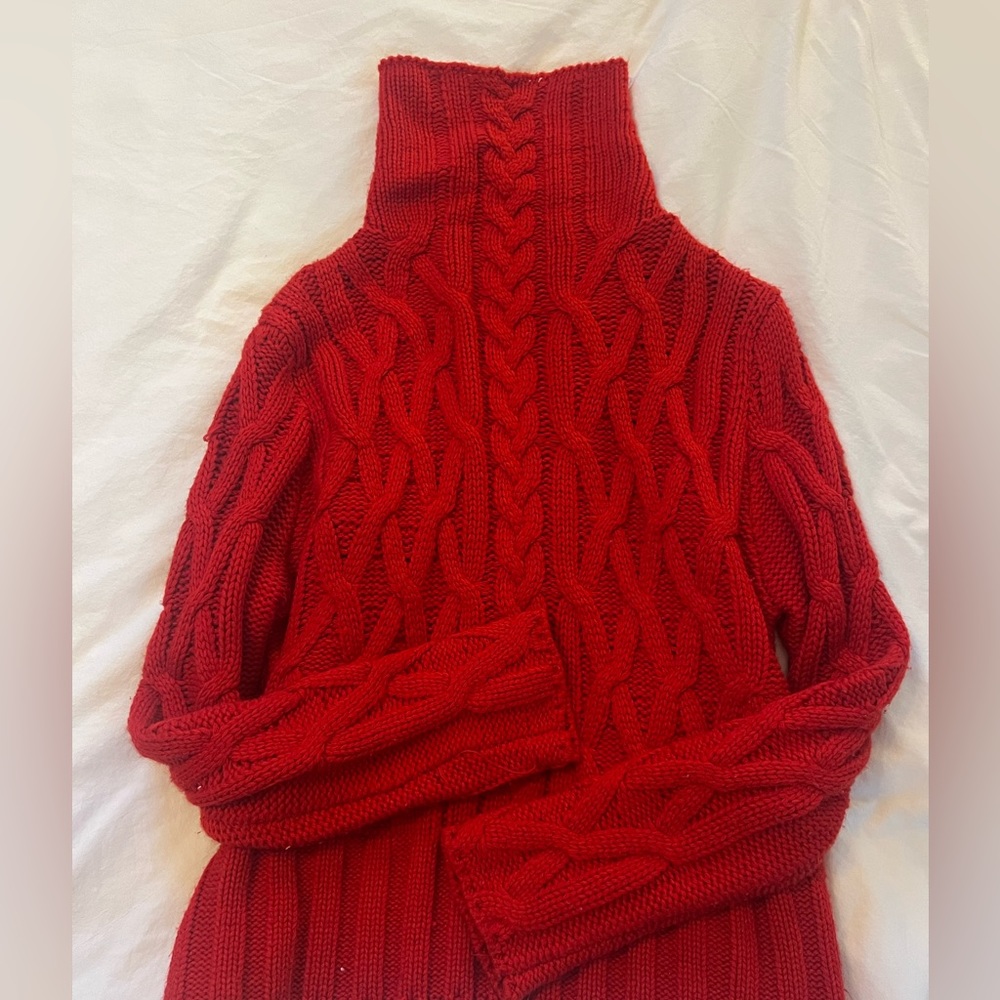 Red Cable Knit Sweater - Picture 2 of 3